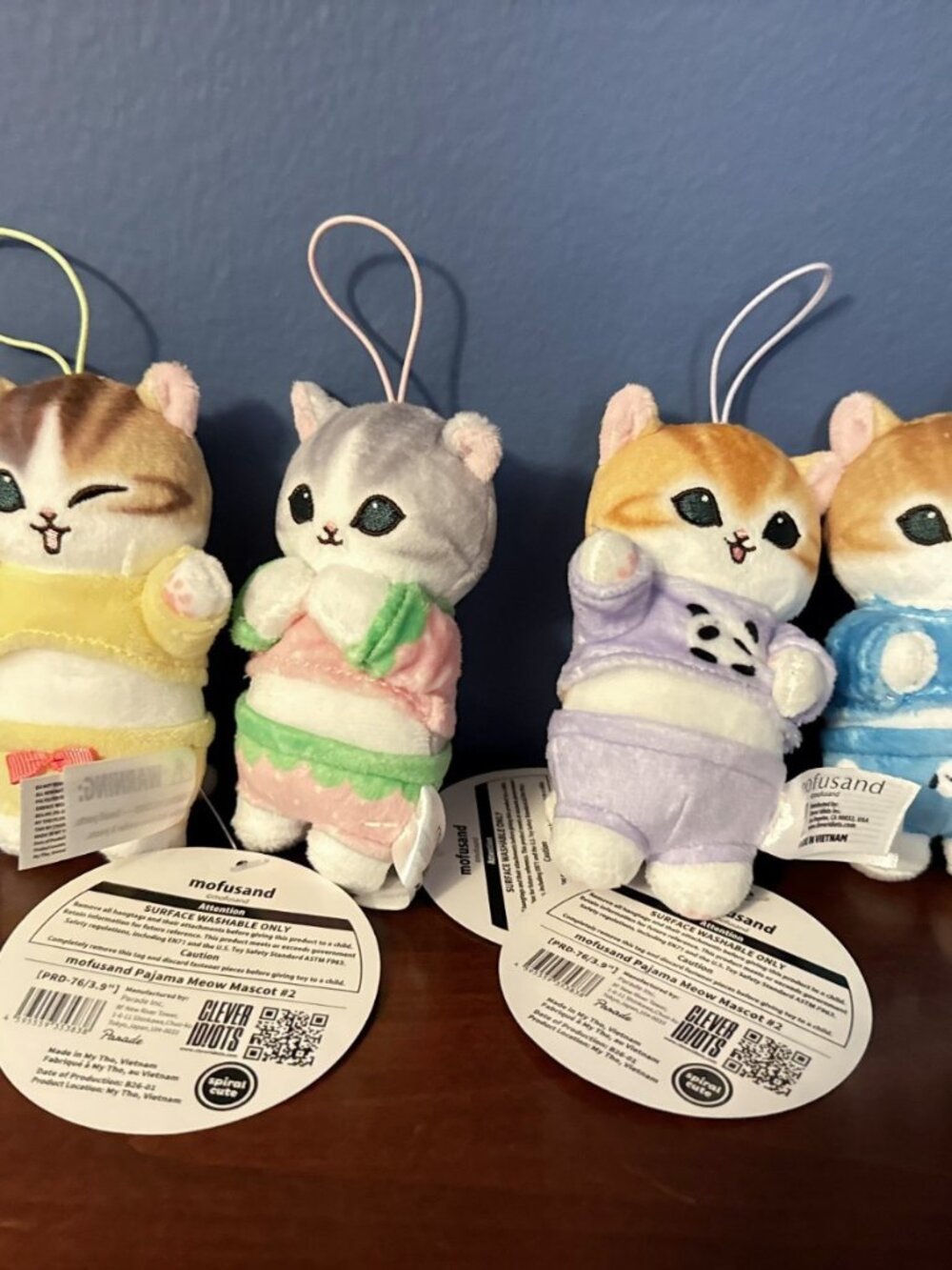 NWT SET Mofusand Panda pajamas nyan mascot 4” Plush Keychain Cat Parade Round1